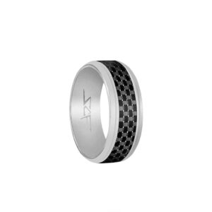 Real Carbon Fiber Ring (SILVER) ●SLATE● by Simply Carbon Fiber