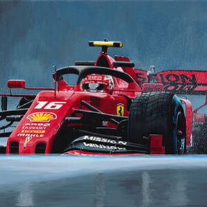 Charles Leclerc Scuderia Ferrari 18" x 36" Giclee Print by Mike Zagorski Artwork