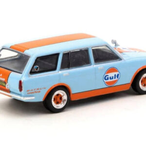 Datsun Bluebird 510 Wagon Light Blue with Orange Stripes "Gulf Oil" "Global64" Series 1/64 Diecast Model Car by Tarmac Works by Diecast Mania