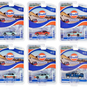 "Gulf Oil Special Edition" Set of 6 Cars Series 1 1/64 Diecast Models by Greenlight by Diecast Mania