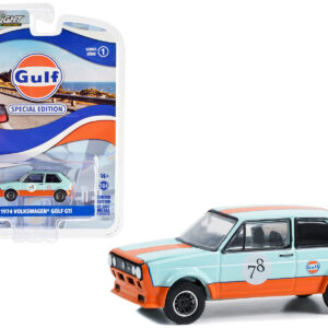 1974 Volkswagen Golf GTI Widebody #78 Light Blue with Orange Stripe "Gulf Oil Special Edition" Series 1 1/64 Diecast Model by Greenlight by Diecast Mania