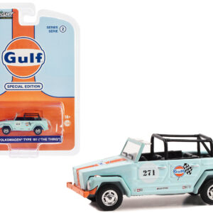 1983 Volkswagen Type 181 (Thing) #271 Light Blue with Orange Stripes "Gulf Oil Special Edition" Series 2 1/64 Diecast Model Car by Greenlight by Diecast Mania