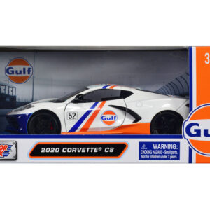 2020 Chevrolet Corvette C8 #52 White and Light Blue with Stripes "Gulf Oil" "Gulf Die-Cast Collection" 1/24 Diecast Model Car by Motormax by Diecast Mania