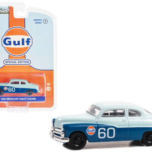 1950 Mercury Eight Coupe #60 Light Blue and Blue "Gulf Oil Special Edition" Series 2 1/64 Diecast Model Car by Greenlight by Diecast Mania