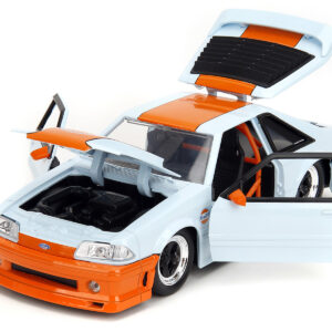 1989 Ford Mustang GT "Gulf Oil" Light Blue with Orange Stripe "Bigtime Muscle" Series 1/24 Diecast Model Car by Jada by Diecast Mania