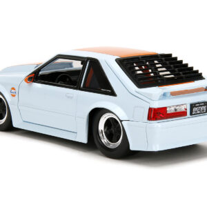 1989 Ford Mustang GT "Gulf Oil" Light Blue with Orange Stripe "Bigtime Muscle" Series 1/24 Diecast Model Car by Jada by Diecast Mania