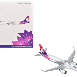 Airbus A321neo Commercial Aircraft "Hawaiian Airlines" (N208HA) White with Purple Tail 1/400 Diecast Model Airplane by GeminiJets by Diecast Mania