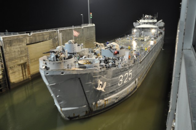 D-Day vessel navigates through Cheatham Lock