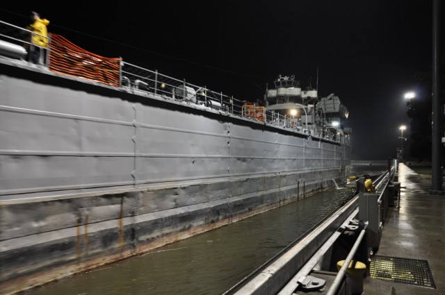 D-Day vessel navigates through Cheatham Lock