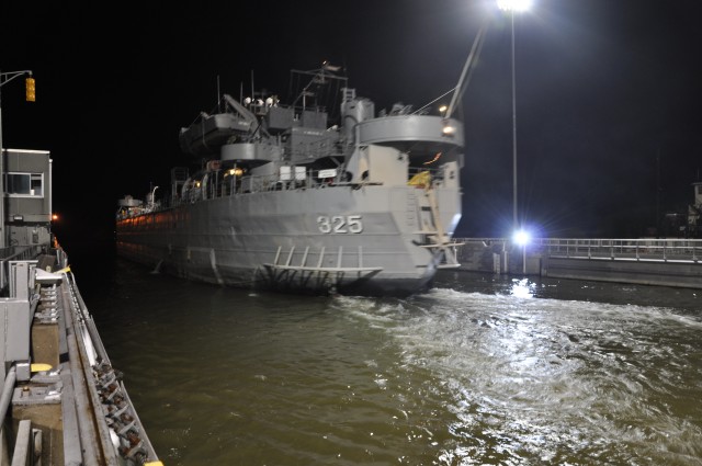 D-Day vessel navigates through Cheatham Lock