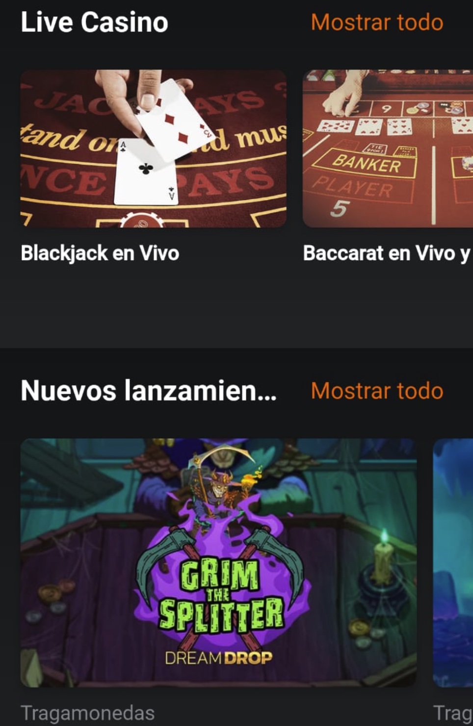 juegos en la app de casino en Betsson