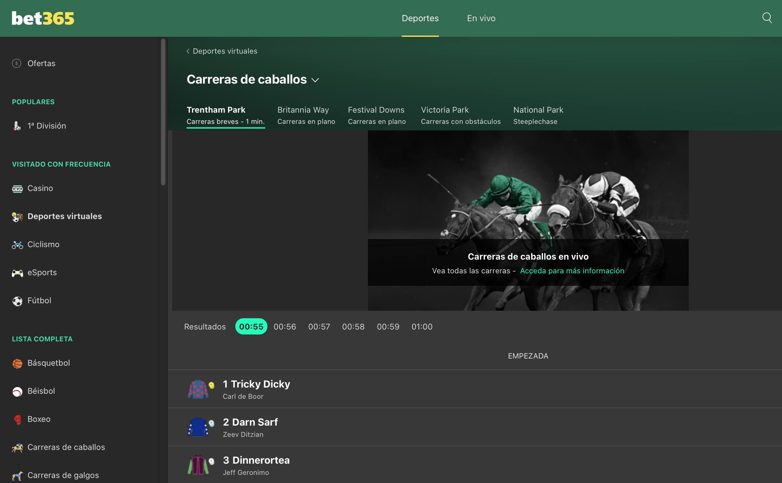 carreras de caballos virtual en bet365