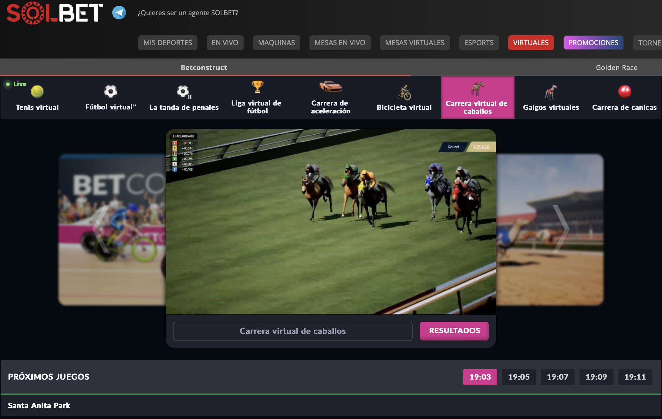 carreras de caballos virtuales en solbet