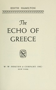 Cover of edition echoofgreece00hami