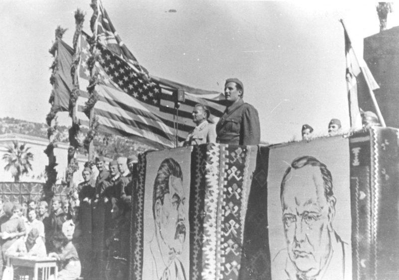 Tito, American Flag, Stalin, Churchill