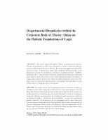 Departmental boundaries within the corporate body of theory: Quine on the holistic foundations of logic Cover Page