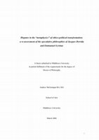 PhD 2006: Disputes in First Philosophy - Levinas & Derrida Cover Page