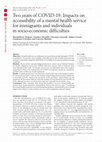 Research paper thumbnail of Two years of COVID-19. Impacts on accessibility of a mental health service for immigrants and individuals in socio-economic difficulties