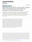 Research paper thumbnail of Egg-laying and locomotory screens with C. elegans yield a nematode-selective small molecule stimulator of neurotransmitter release