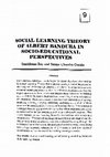 SOCIAL LEARNING THEORY OF ALBERT BANDURA IN SOCIO-EDUCATIONAL PERSPECTIVES Cover Page