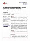 Research paper thumbnail of Incompatibility of Paracetamol with Pediatric Suspensions Containing Amoxicillin, Azithromycin and Cefuroxime Axetil