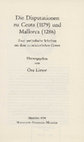 *Die Disputationen zu Ceuta (1179) und Mallorca (1286): Zwei antijüdische Schriften aus dem mittelalterlichen Genua*, ed. Ora Limor (München: Monumenta Germaniae Historica, 1994) Cover Page