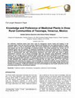 Knowledge and Preference of Medicinal Plants in three Rural Communities of Tezonapa, Veracruz, Mexico Cover Page