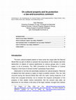 Research paper thumbnail of On cultural property and its protection: a law-and-economics comment