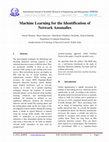 Machine Learning for the Identification of Network Anomalies Cover Page