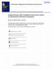 Research paper thumbnail of Implementing a Peer Feedback Intervention within a Community of Practice Framework