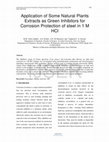 Application of Some Natural Plants Extracts as Green Inhibitors for Corrosion Protection of steel in 1 M HCl Cover Page