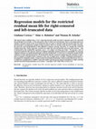 Regression models for the restricted residual mean life for right-censored and left-truncated data Cover Page