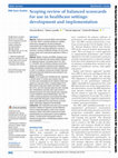 Scoping review of balanced scorecards for use in healthcare settings: development and implementation Cover Page