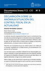 Research paper thumbnail of Declaración sobre la anómala situación del control fiscal en la actualidad