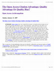 Research paper thumbnail of The Open Access Citation Advantage: Quality Advantage Or Quality Bias?