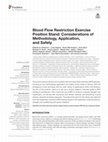 Research paper thumbnail of Blood Flow Restriction Exercise: Considerations of Methodology, Application, and Safety