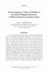 From Anarchy to Unity of Families in the 2022 Philippine Elections: A Marcos-Duterte Leviathan State? Cover Page