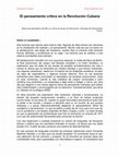 Research paper thumbnail of El pensamiento crítico en la Revolución Cubana