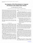 www.ijsrp.org Investigation of the Determinants to Augment Investment in the Indian Stock Market Cover Page