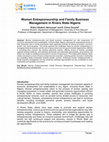 Research paper thumbnail of Women Entrepreneurship and Family Business Management in Rivers State Nigeria