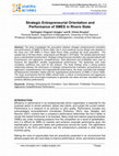 Research paper thumbnail of Strategic Entrepreneurial Orientation and Performance of SMES in Rivers State