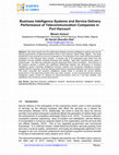 Research paper thumbnail of Business Intelligence Systems and Service Delivery Performance of Telecommunication Companies in Port Harcourt