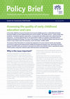 Assessing Quality in Early Childhood Education and Care Cover Page