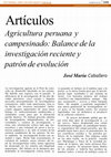 Agricultura peruana y campesinado: balance de la investigación reciente y patrón de evolución Cover Page