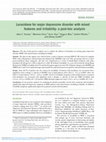 Research paper thumbnail of Lurasidone for major depressive disorder with mixed features and irritability: a post-hoc analysis