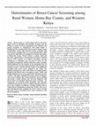 Research paper thumbnail of Determinants of Breast Cancer Screening among Rural Women, Homa Bay County, and Western Kenya