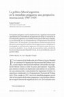 Research paper thumbnail of Labor Policy in Argentina in the Immediate Postwar Period: An International Perspective, 1907-1925