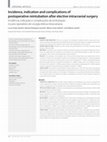 Research paper thumbnail of Incidence, indication and complications of postoperative reintubation after elective intracranial surgery Incidência, indicação e complicações da reintubação no pós-operatório de cirurgia eletiva intracraniana