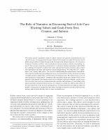 Research paper thumbnail of The Role of Narrative in Discussing End-of-Life Care:  Eliciting Values and Goals From Text,  Context, and Subtext