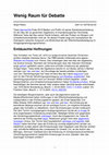 Research paper thumbnail of Wenig Raum für Debatte